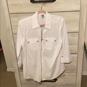 White full zip blouse